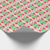 Whimsical Red Flowers Green Leaves On White Art Cadeaupapier (Hoek)