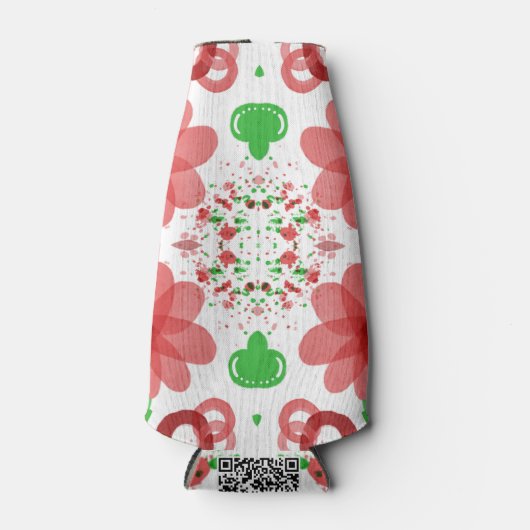 Whimsical Red Flowers Green Leaves On White Art  Flesjeskoeler (Voorkant)