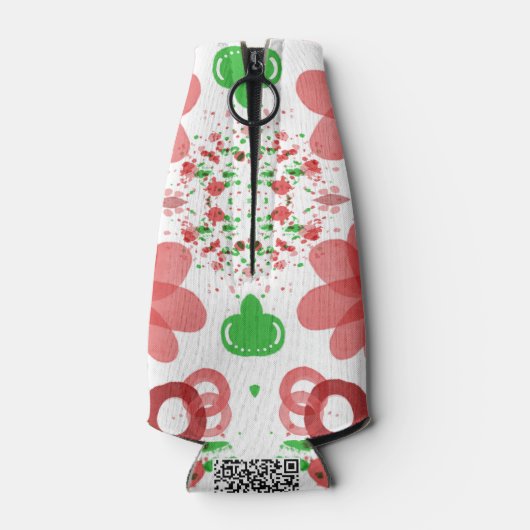 Whimsical Red Flowers Green Leaves On White Art  Flesjeskoeler (Achterkant)