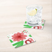 Whimsical Red Flowers Green Leaves On White Art  Kartonnen Onderzetters (Insitu)