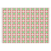 Whimsical Red Flowers Green Leaves On White Art Tafelkleed (Voorkant (Horizontaal))