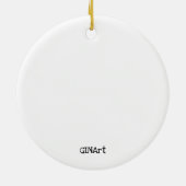 Whimsical Red Flowers in Blue Vase Keramisch Ornament (Achterkant)