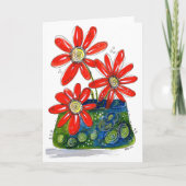 Whimsical Red Flowers Kaart (Voorkant)