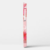 Whimsical Red Flowers Swirly Leaves Add Name Roze Case-Mate iPhone Case (Achterkant / Links)