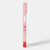 Whimsical Red Flowers Swirly Leaves Add Name Roze Case-Mate iPhone Case (Achterkant / Rechts)