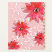 Whimsical Red Flowers Swirly Leaves Add Name Roze Planner (Achterkant)