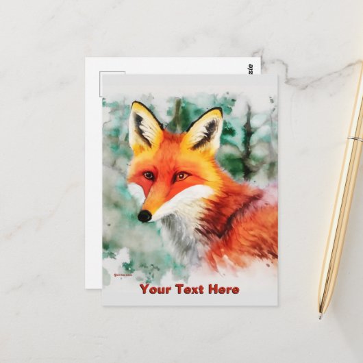 Whimsical Red Fox Briefkaart (Voorkant / Achterkant in situ)