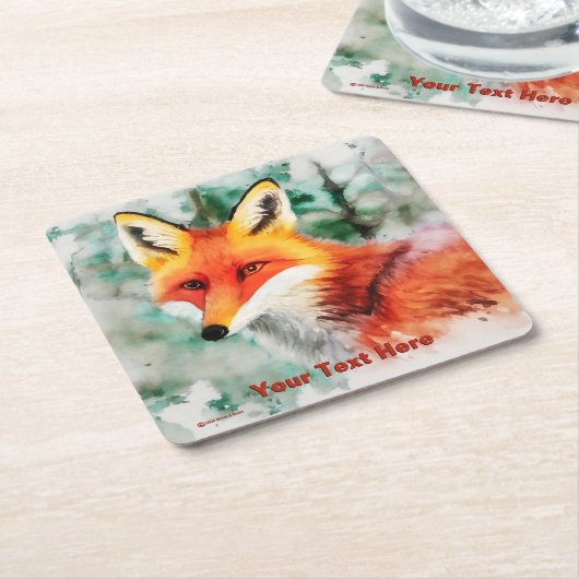 Whimsical Red Fox Kartonnen Onderzetters (Schuin)