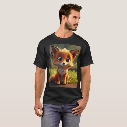 Whimsical Red Fox T-shirt - Speelse weidejacht (Voorkant volledig)