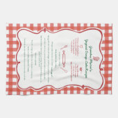 Whimsical Red Gingham Hand Drawn Family Recipe  Theedoek (Horizontaal)