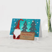 Whimsical Red Gnome Snowy Winter Forest Kerstmis Kaart (Voorkant)
