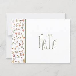 Whimsical Red Green Brown Mushroom en Acorn  Briefkaart