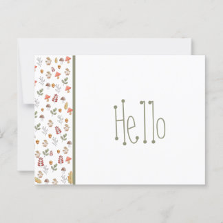 Whimsical Red Green Brown Mushroom en Acorn  Briefkaart