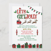 Whimsical Red Green Santa Reindee Kerstfeest (Voorkant)