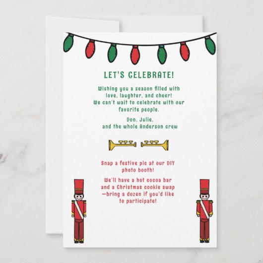 Whimsical Red Green Santa Reindee Kerstfeest (Achterkant)