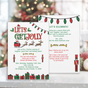 Whimsical Red Green Santa Reindee Kerstfeest