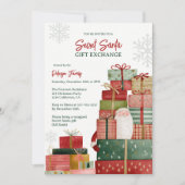 Whimsical Red Green Secret Santa Christmas Party Kaart (Voorkant)