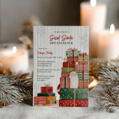 Whimsical Red Green Secret Santa Christmas Party Kaart