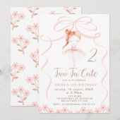 Whimsical Red Hair Ballerina Twee Tu Leuke Verjaar Kaart (Voorkant / Achterkant)