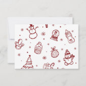 Whimsical Red Hand Drawn Christmas Baby Shower Bedankkaart (Achterkant)