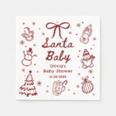 Whimsical Red Hand Drawn Christmas Baby Shower Servet (Voorkant)