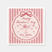Whimsical Red Happy Galentine's Day Napkin Servet (Voorkant)