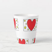 Whimsical Red Heart and Gold Stars Latte Mug Latte Mok (Voorkant)