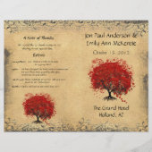 Whimsical Red Heart Leaf Tree Wedding Programme (Voorkant)