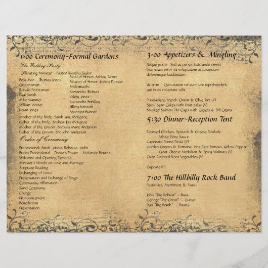 Whimsical Red Heart Leaf Tree Wedding Programme (Achterkant)