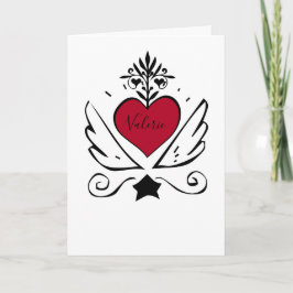 Whimsical Red Heart met Wings Valentijn Feestdagen Kaart