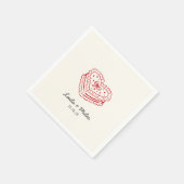 Whimsical red heart minimalistic wedding servet (Hoek)
