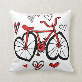 Whimsical Red Heart Valentijn Bicycle Kussen