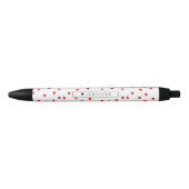 Whimsical Red Hearts Pattern, gepersonaliseerd Zwarte Inkt Pen (Voorkant)