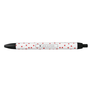 Whimsical Red Hearts Pattern, gepersonaliseerd Zwarte Inkt Pen