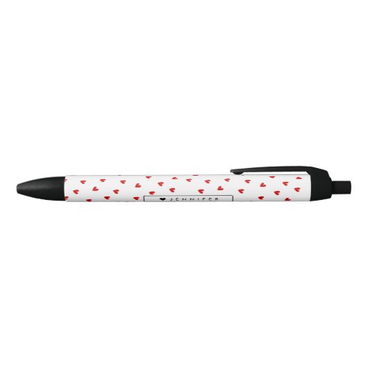 Whimsical Red Hearts Pattern, gepersonaliseerd Zwarte Inkt Pen (Bovenkant)