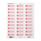 Whimsical Red Hearts Pink Return Address Etiket (Full Sheet)