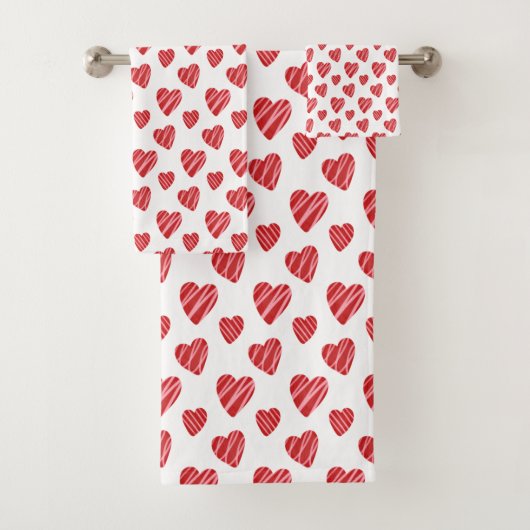 Whimsical Red Hearts Valentijnsdag Bad Handdoek (Insitu)