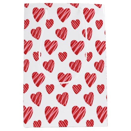 Whimsical Red Hearts Valentijnsdag Medium Cadeauzakje (Voorkant)