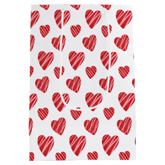 Whimsical Red Hearts Valentijnsdag Medium Cadeauzakje (Achterkant)
