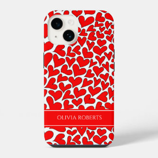 Whimsical Red Hearts Valentijnsdag op maat iPhone 14 Hoesje