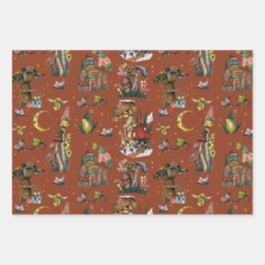 Whimsical Red kerstroom Pattern Wrapping Inpakpapier Vel (Voorkant 3)