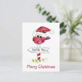 Whimsical Red-kerstvogel Briefkaart (Staand voorkant)