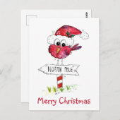 Whimsical Red-kerstvogel Briefkaart (Voorkant / Achterkant)