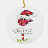 Whimsical Red-kerstvogel Keramisch Ornament (Voorkant)