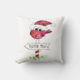 Whimsical Red-kerstvogel Kussen