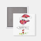 Whimsical Red-kerstvogel Magneet (Voorkant / Achterkant)