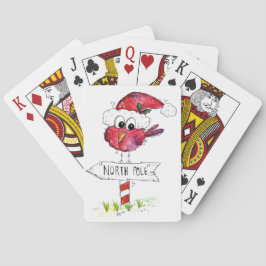 Whimsical Red-kerstvogel Pokerkaarten