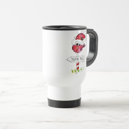 Whimsical Red-kerstvogel Reisbeker (Voorkant rechts)