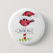 Whimsical Red-kerstvogel Ronde Button 5,7 Cm (Voorkant)