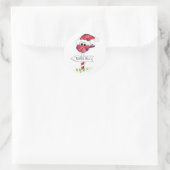 Whimsical Red-kerstvogel Ronde Sticker (Tas)